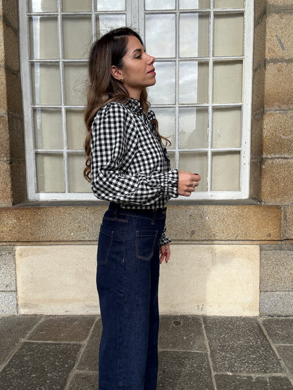 Blouse vichy noire Léonor