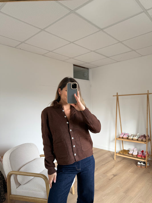 Cardigan à col Colette chocolat
