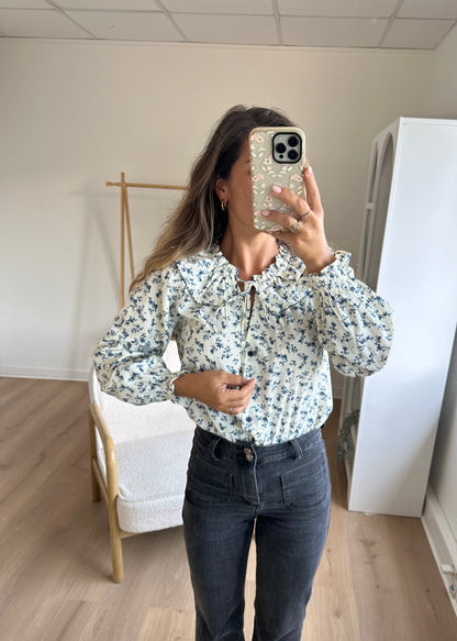 Blouse à col large fleurie Maria