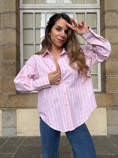 Chemise à rayures baby pink