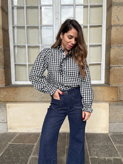 Blouse vichy noire Léonor