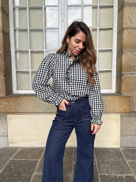 Blouse vichy noire Léonor