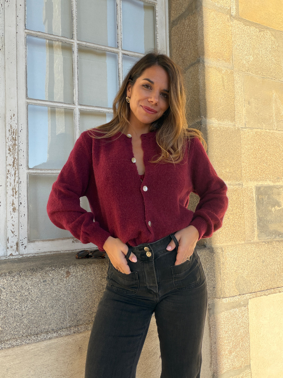 Maille en laine Léonie bordeaux