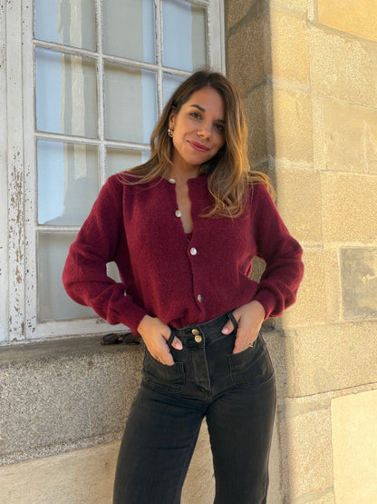 Maille en laine Léonie bordeaux