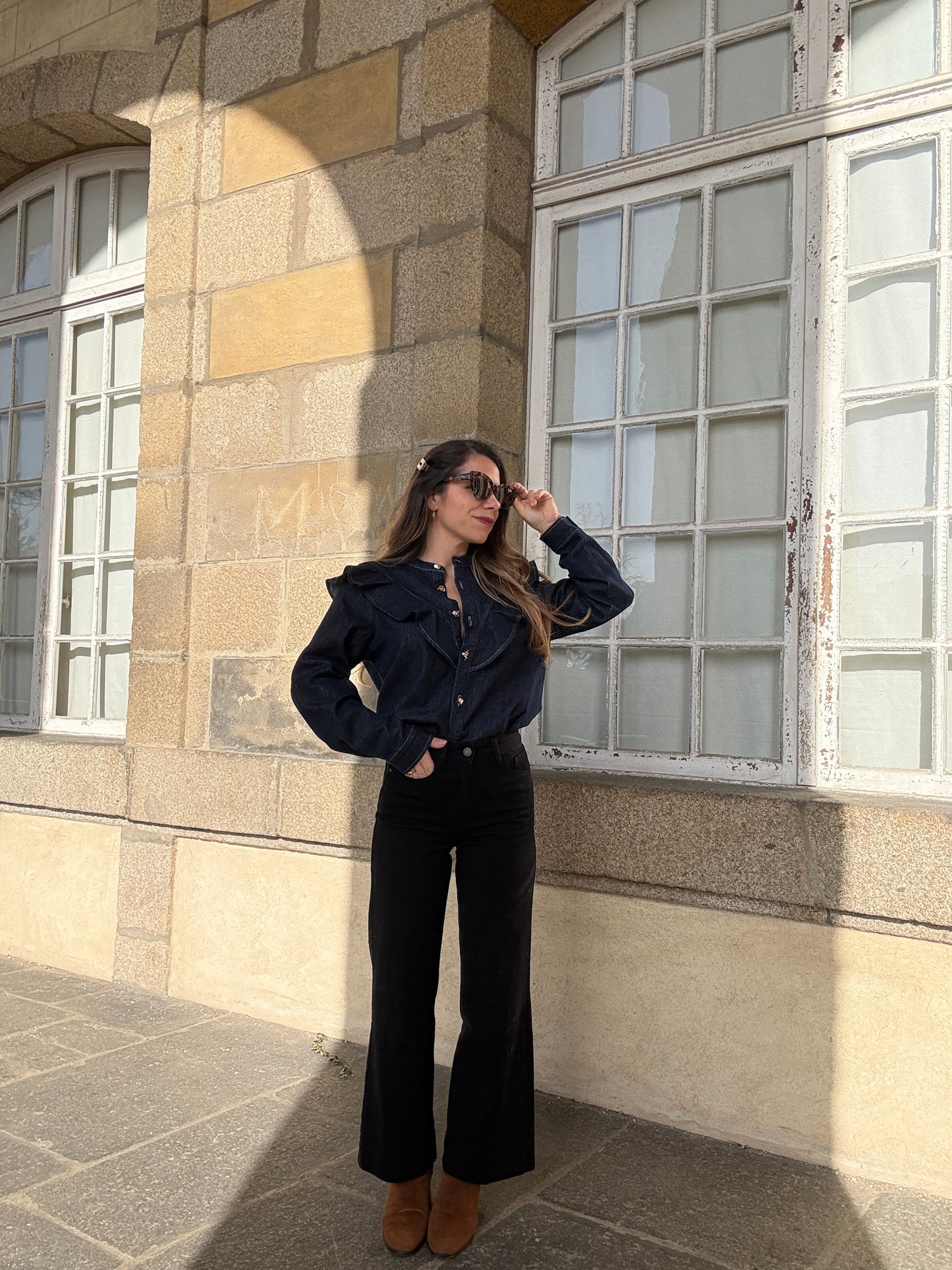 Chemise en jean à volants Elena