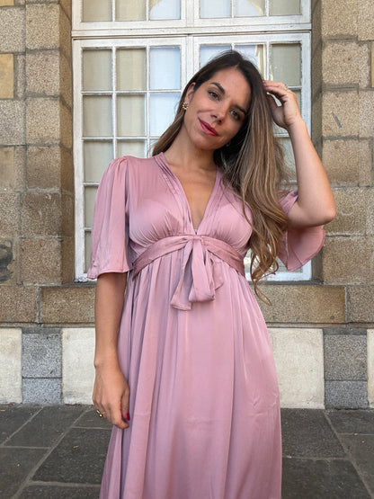 Robe longue Suzy vieux rose