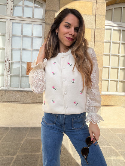 Pull sans manches fleuri Lina