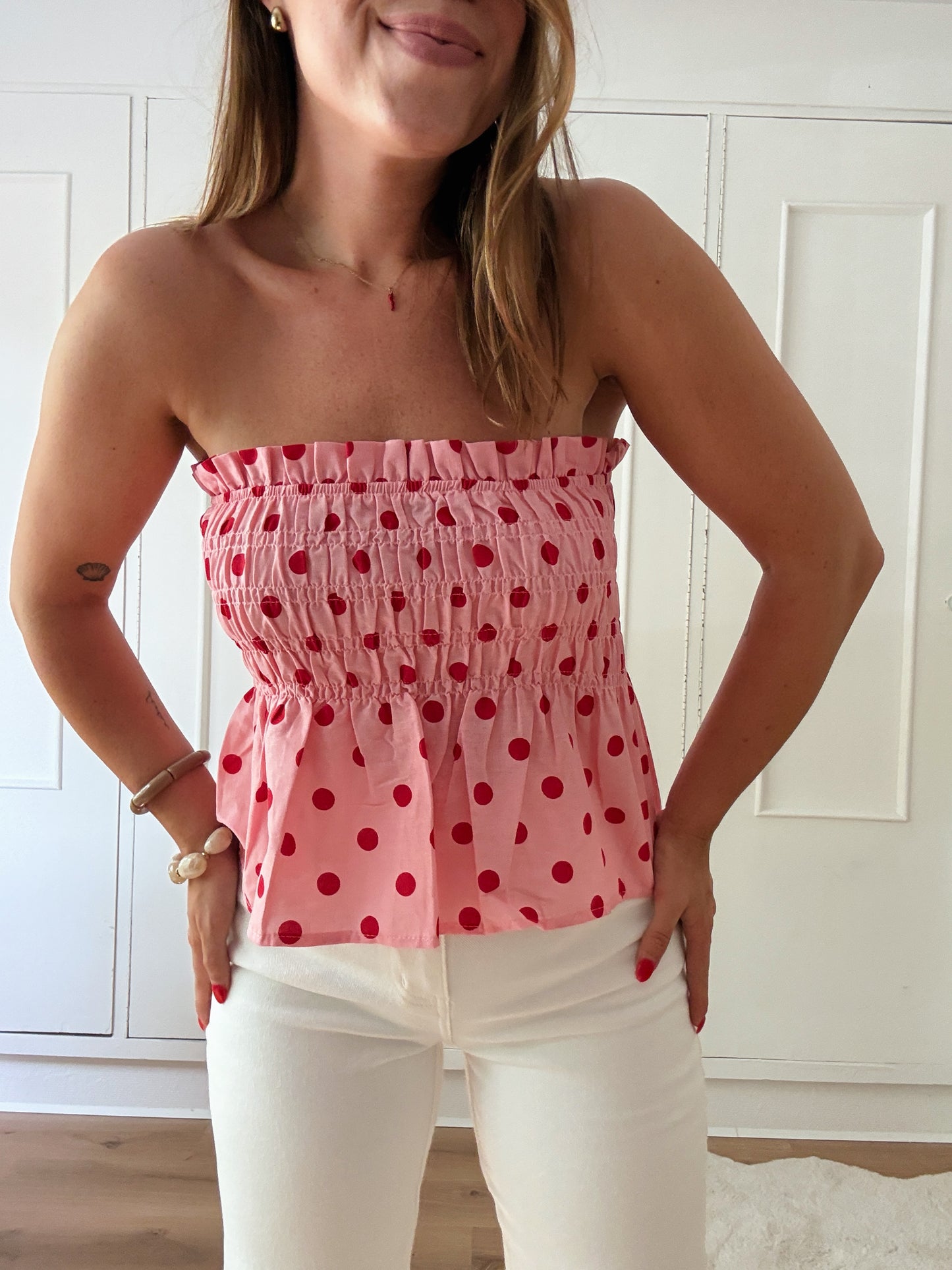 Top Celia rose péplum