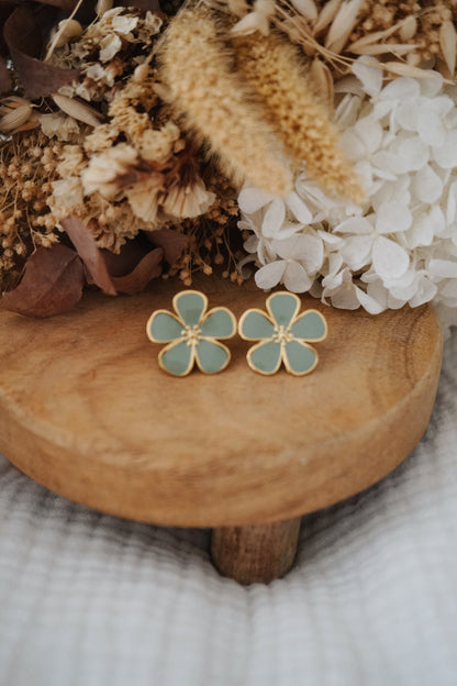 Boucles d'oreille Bloomie vert d’eau