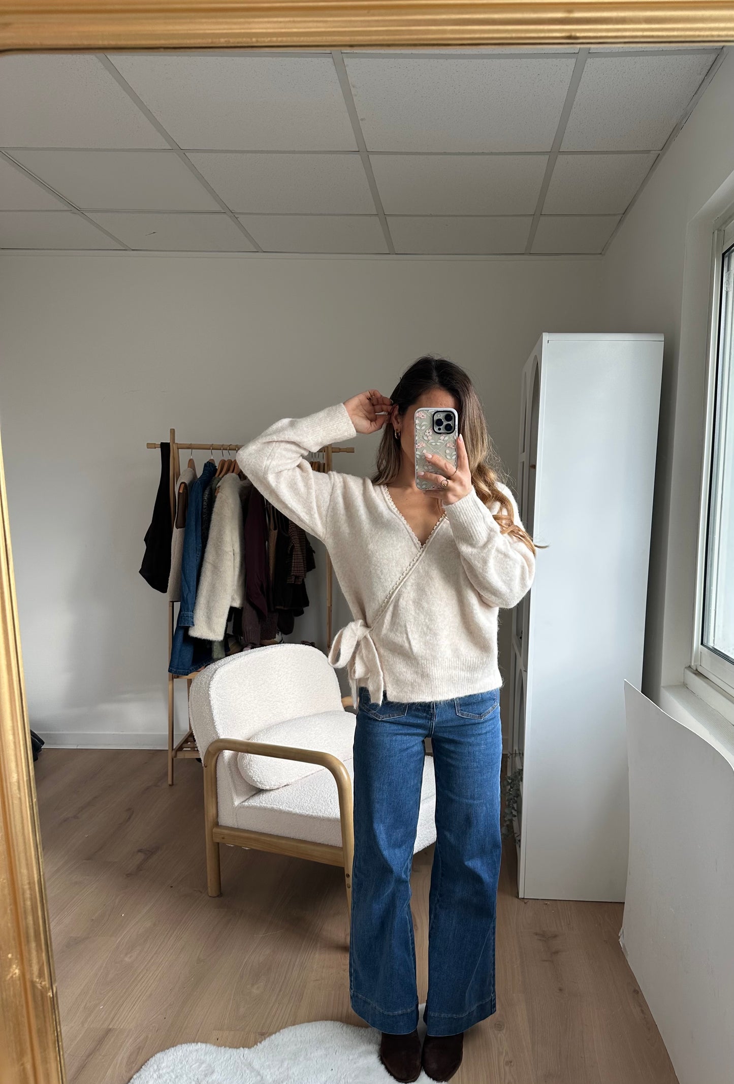 Cardigan à noeud Chloé beige