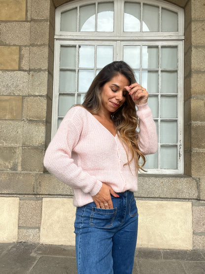 Cardigan en laine rose Alice