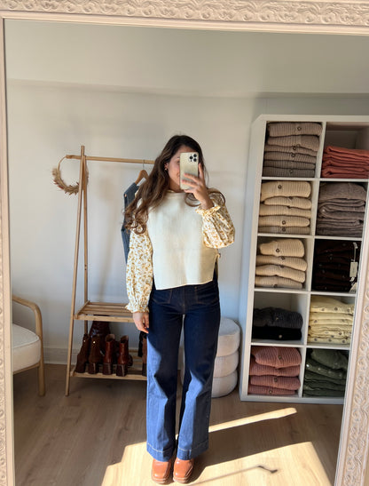 Pull sans manches Isaure écru