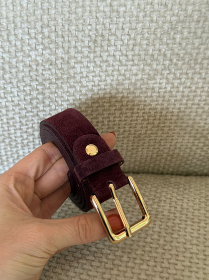 Ceinture en daim bordeaux
