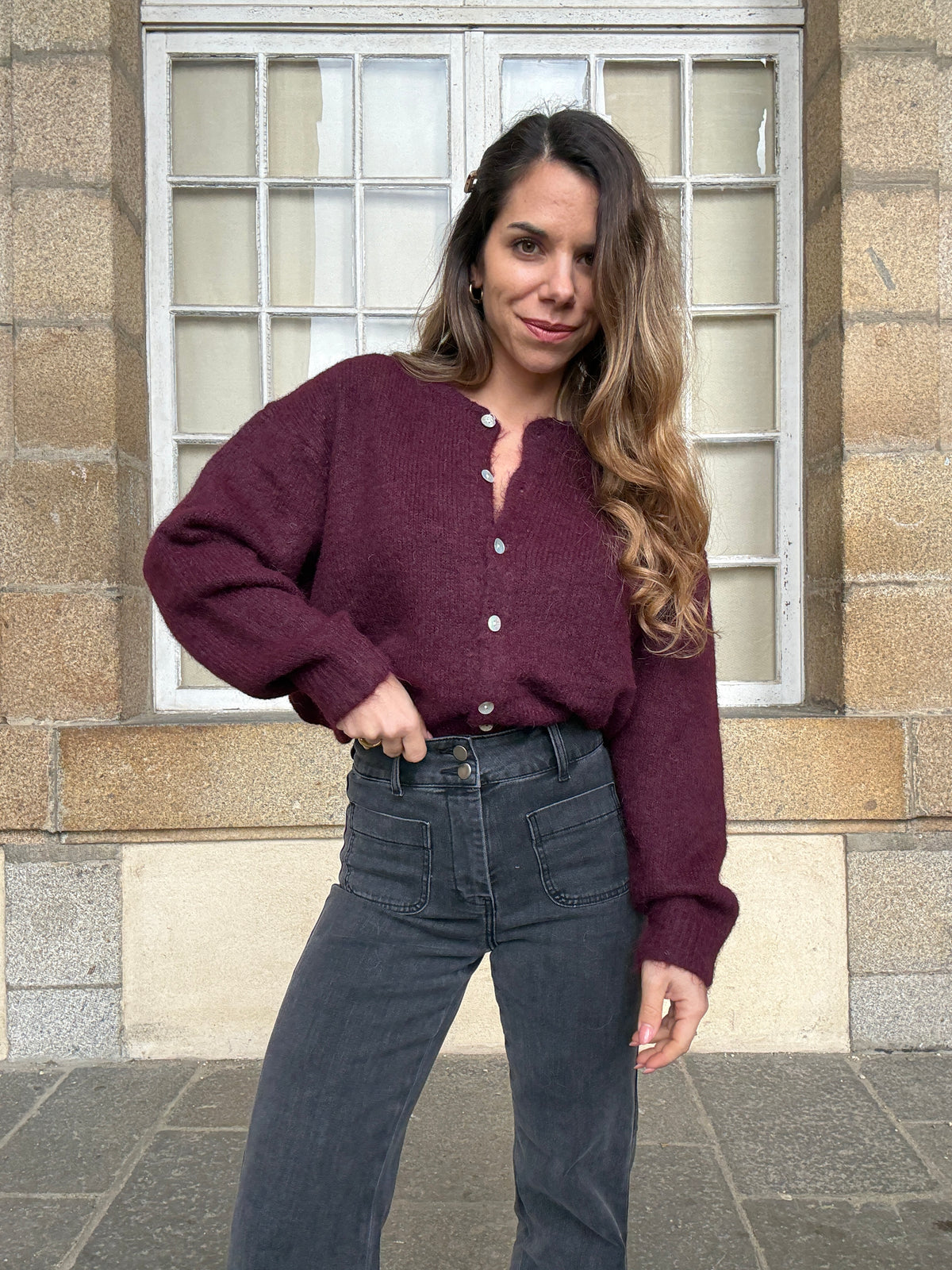 Cardigan Agatha bordeaux