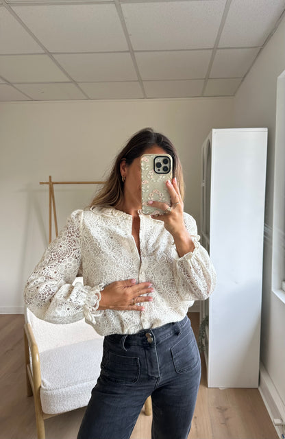 Blouse en dentelle écrue Rosa