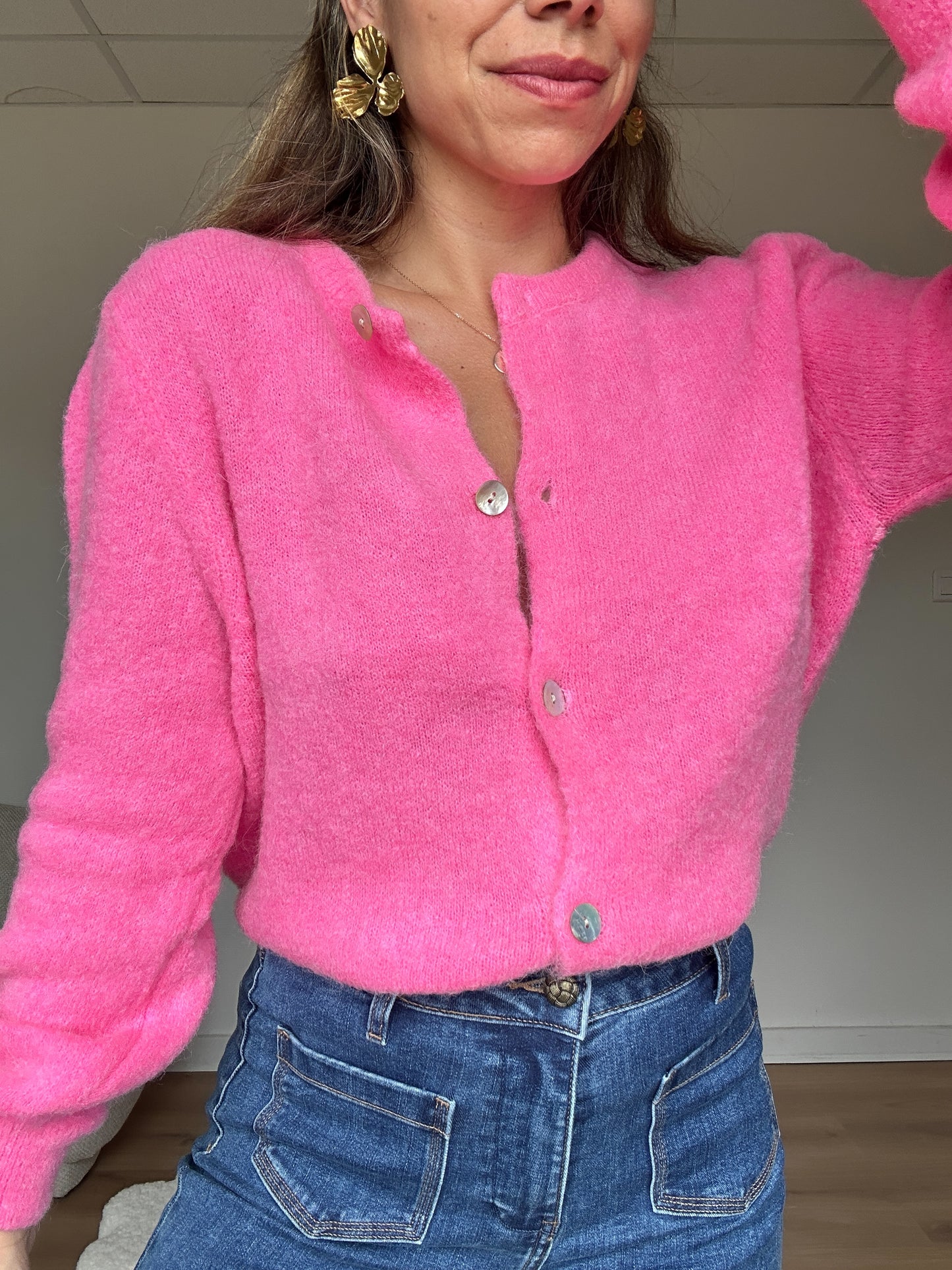 Maille en laine Léonie rose bonbon