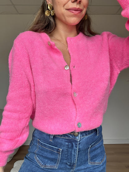 Maille en laine Léonie rose bonbon