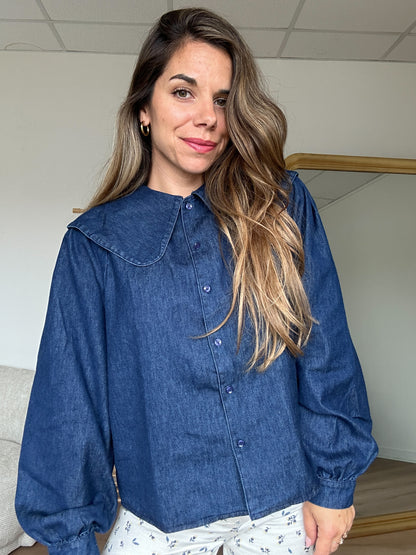 Blouse à col large denim Billie
