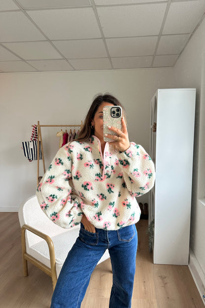 Veste moumoute fleurie Lisa