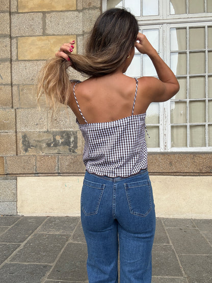Top vichy Aimée marron