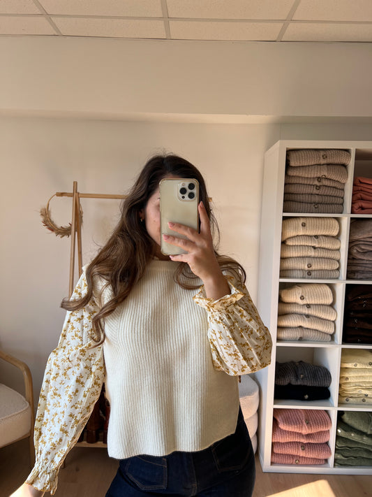 Pull sans manches Isaure écru