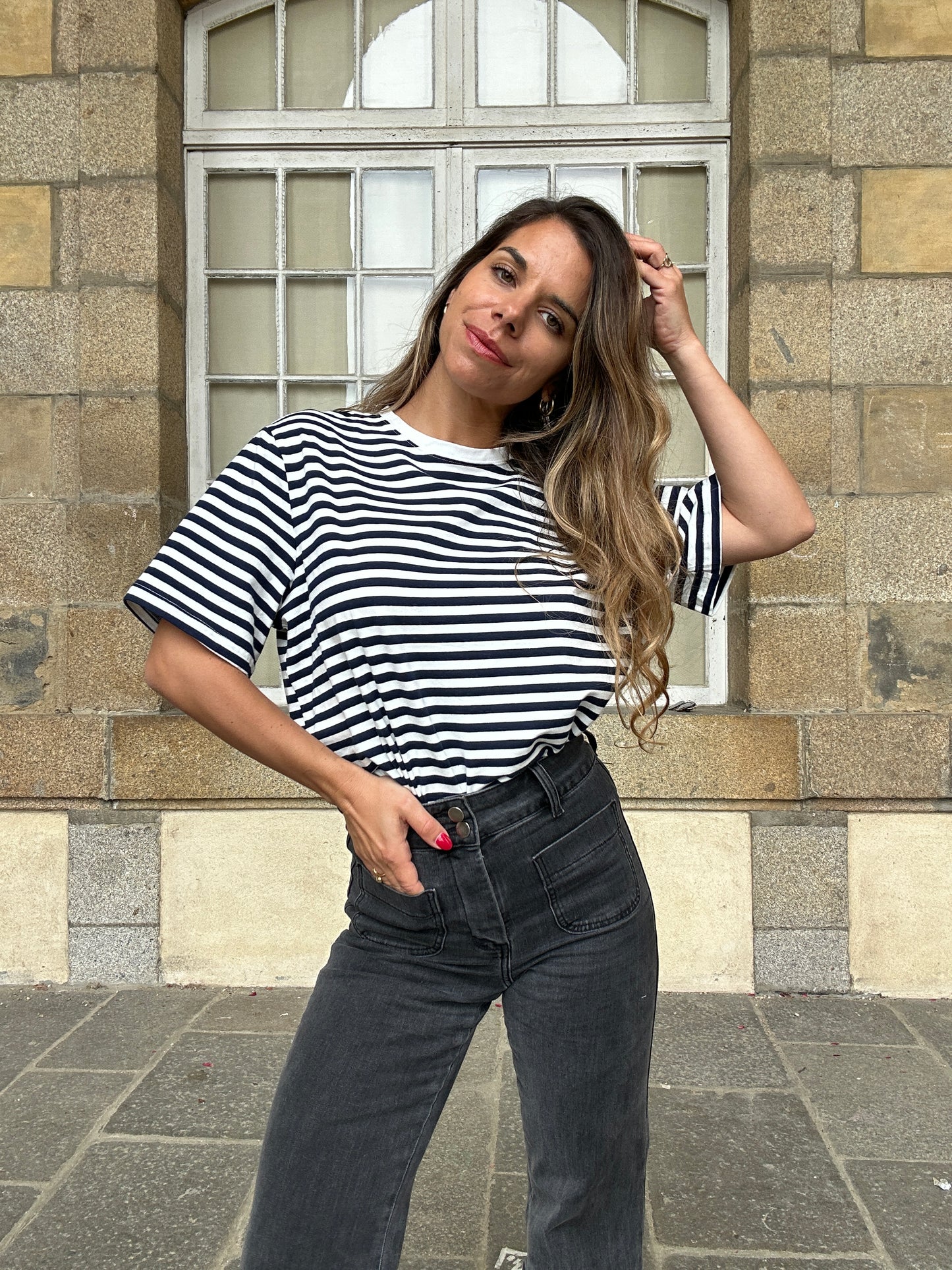 Tee-shirt rayé bleu marine Jules
