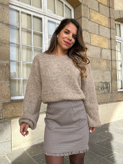 Jupe à carreaux Gisèle marron
