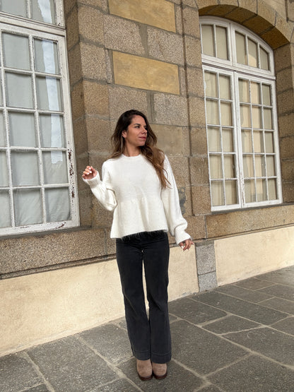 Pull peplum Elia écrue