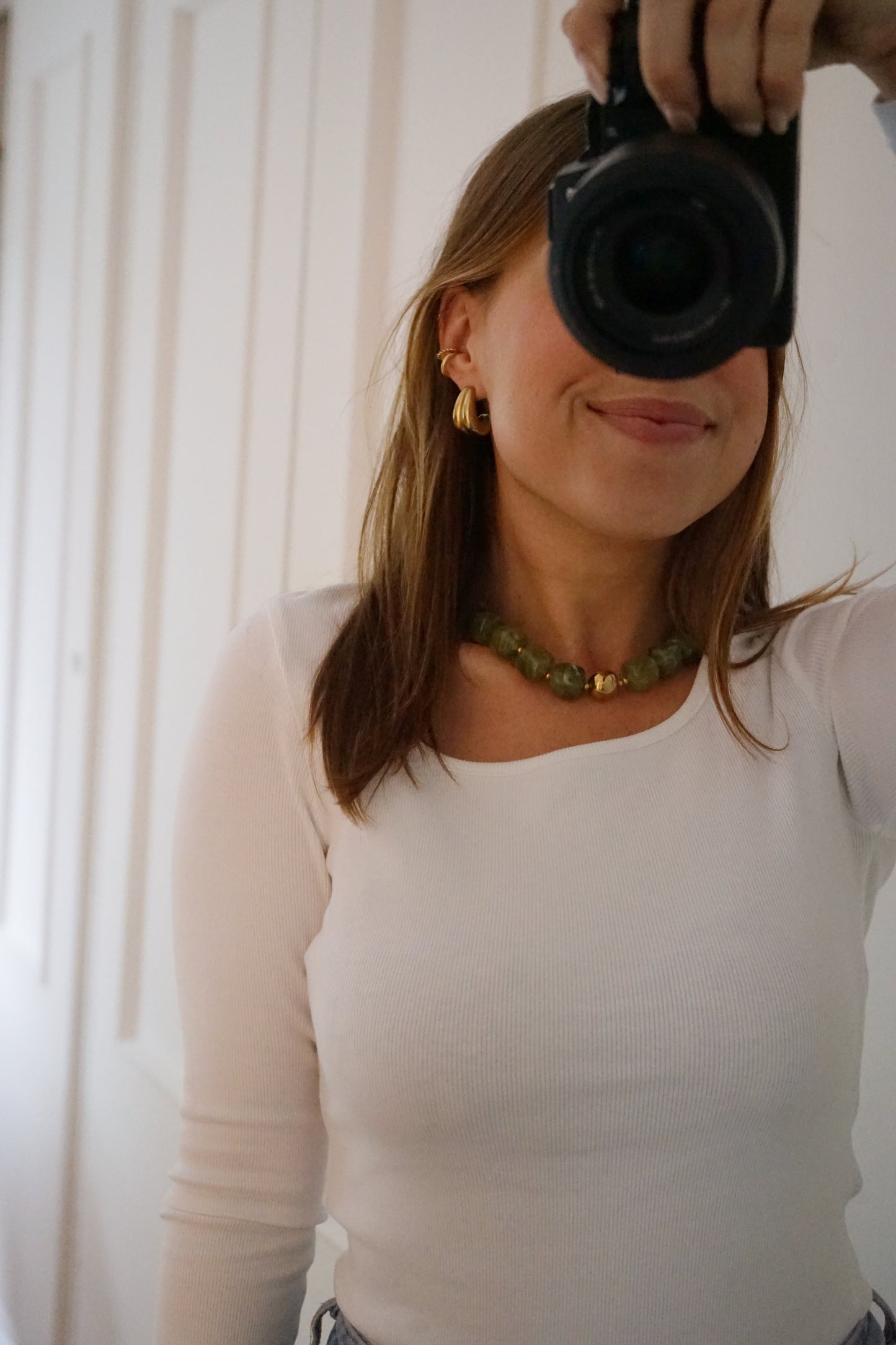 Collier Perle olive