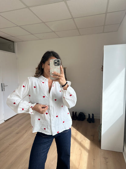 Blouse Victoire cœur en gaze de coton