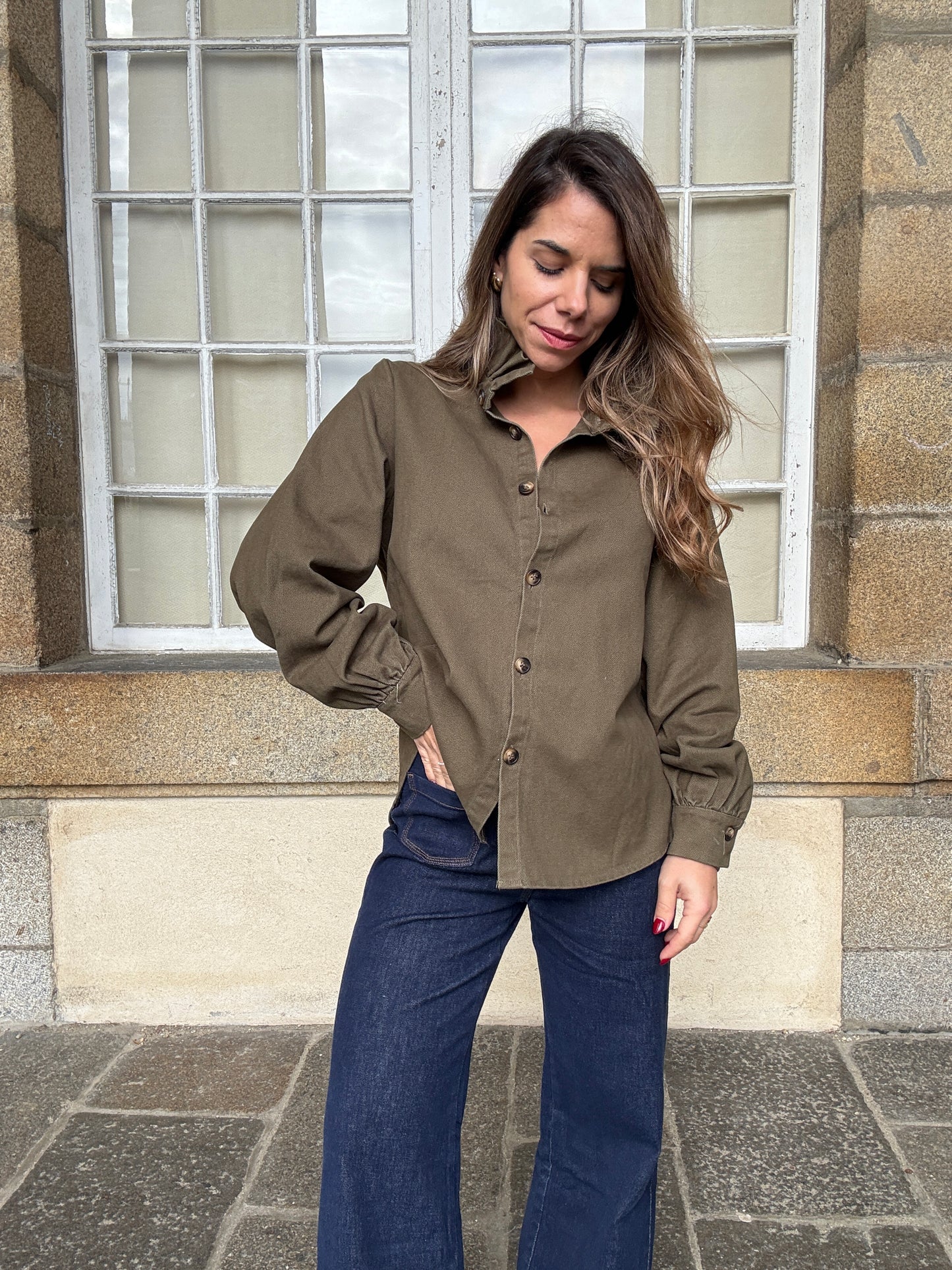 Veste en jean Céleste kaki