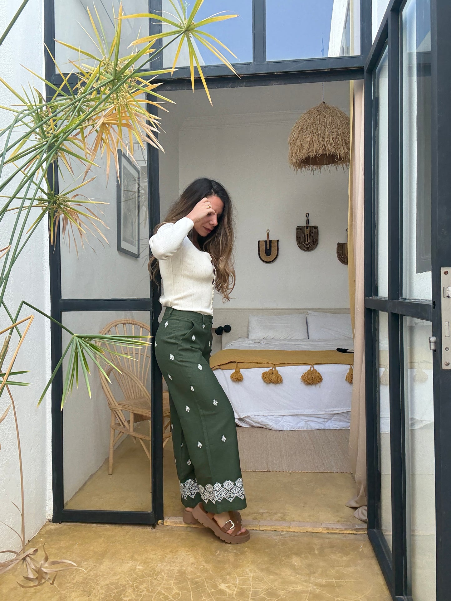 Pantalon fluide Lola kaki