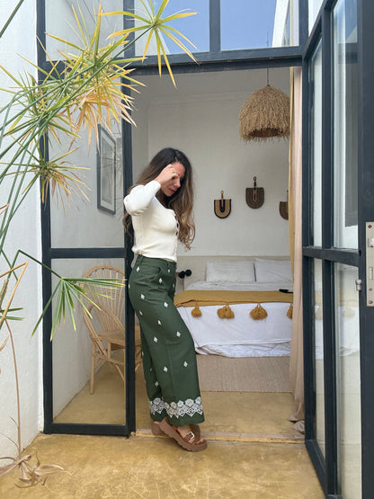 Pantalon fluide Lola kaki