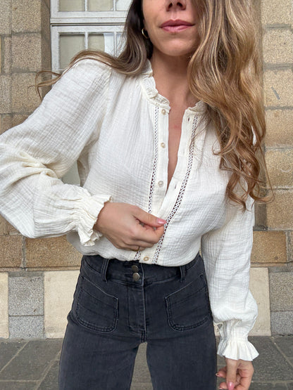 Blouse écrue en double gaze Lili