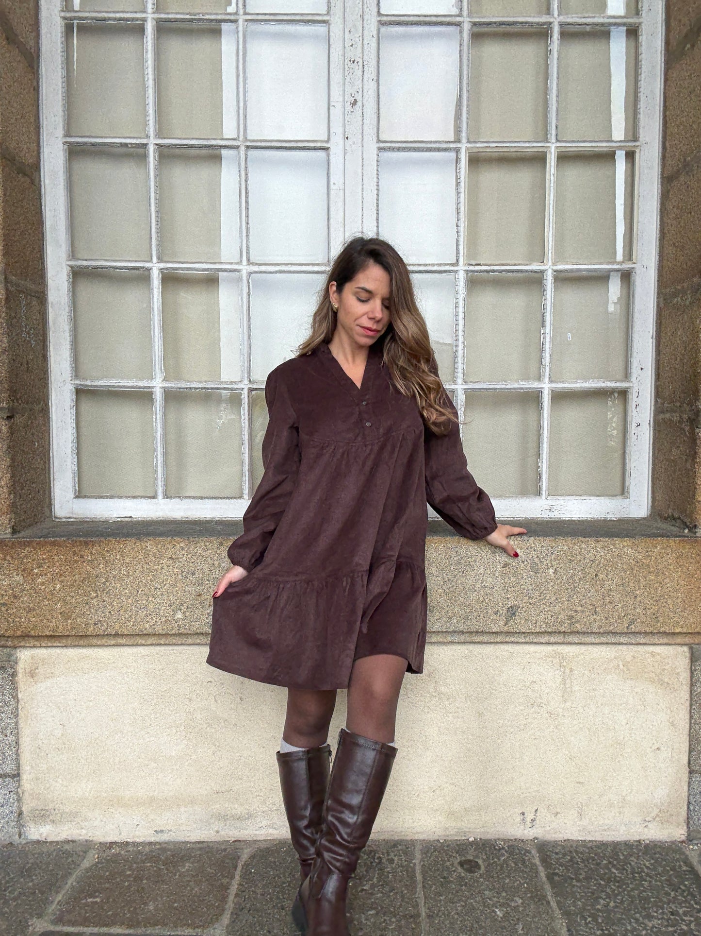 Robe en velours Hortense chocolat