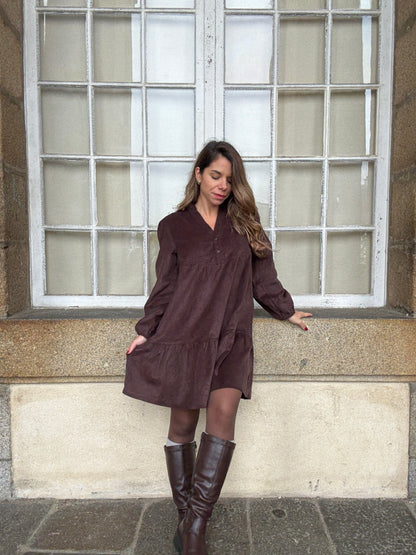 Robe en velours Hortense chocolat