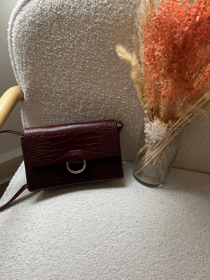 Sac à main en cuir Julia lie de vin