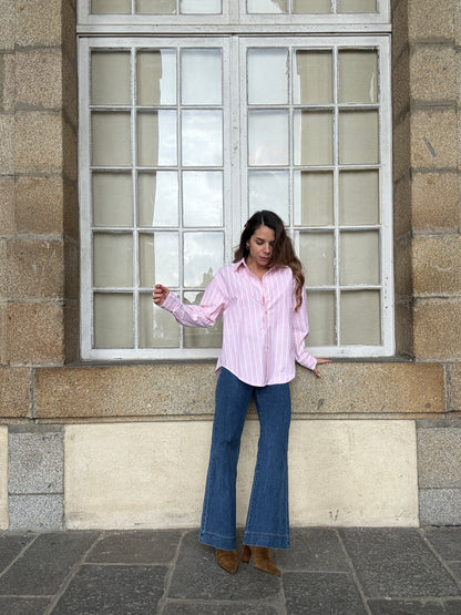 Chemise à rayures baby pink