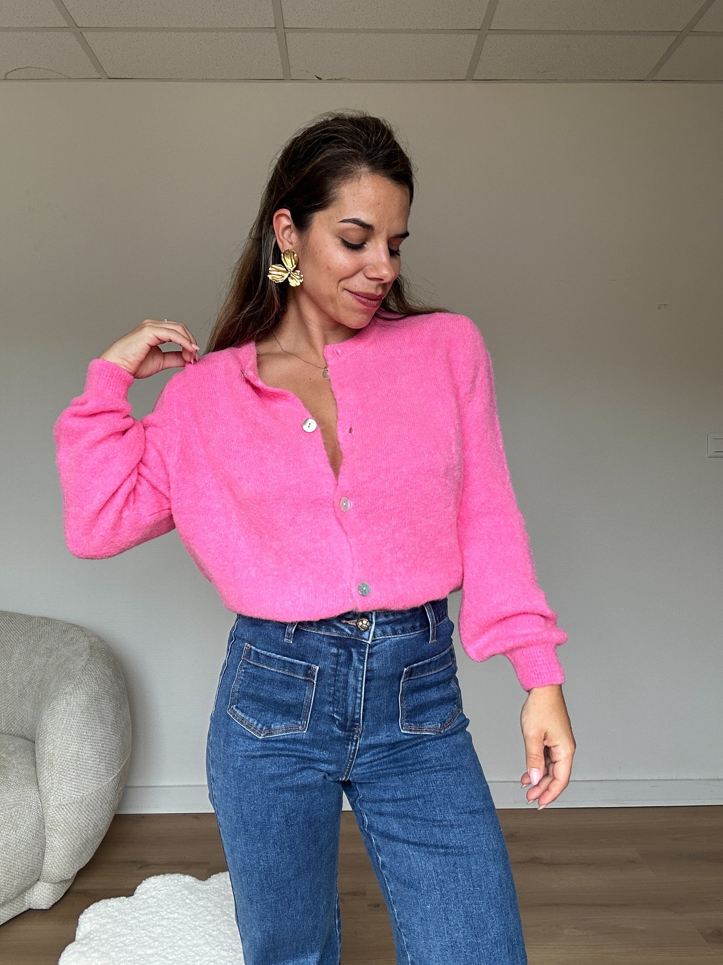 Maille en laine Léonie rose bonbon
