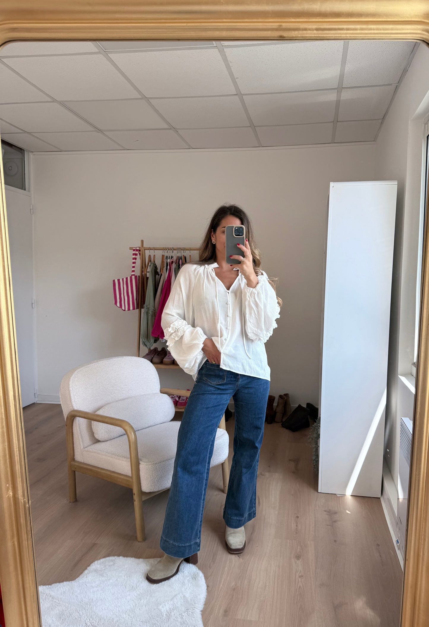 Blouse Esmée à volants écru