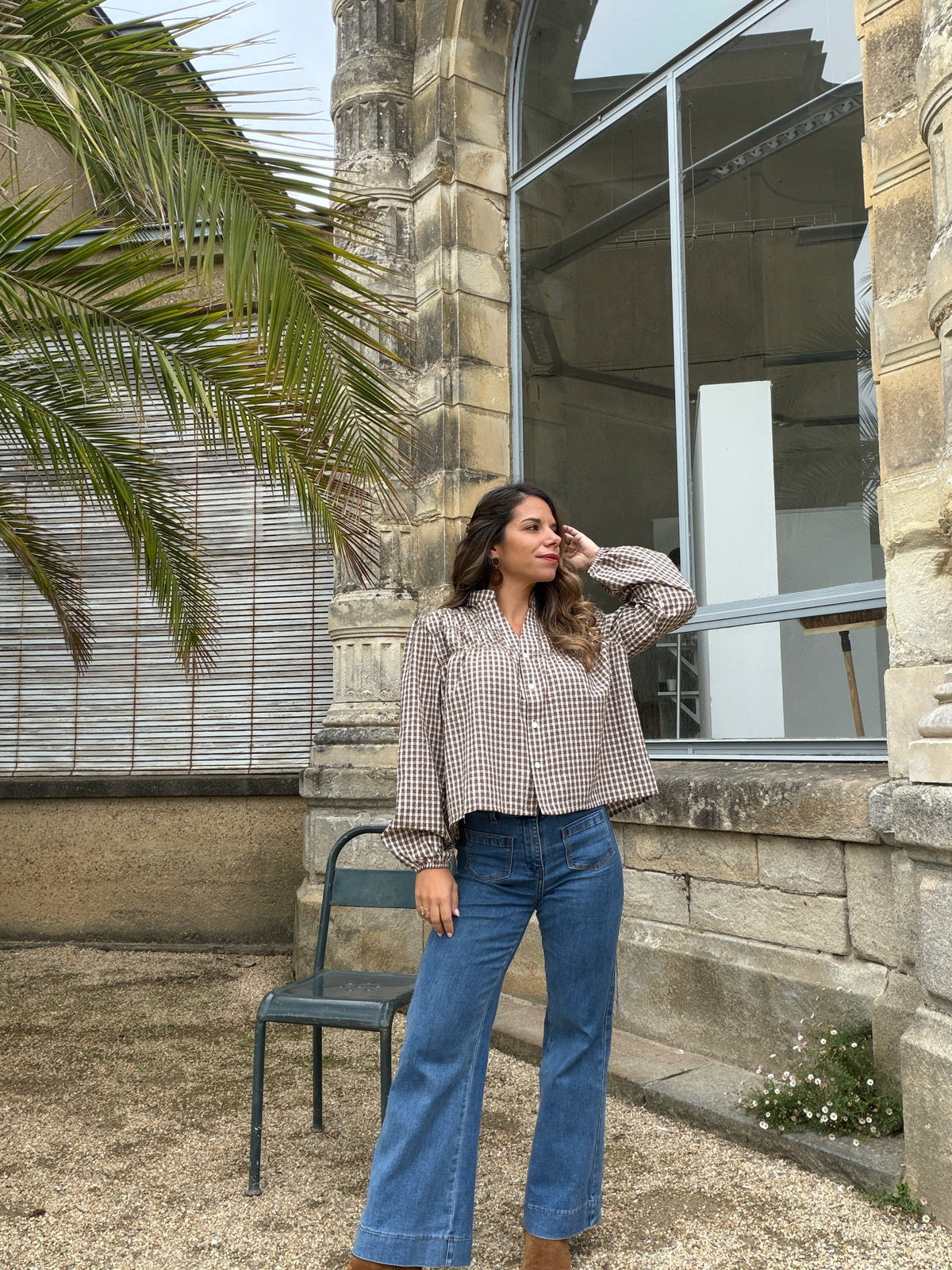 Blouse à carreaux chocolat Albane