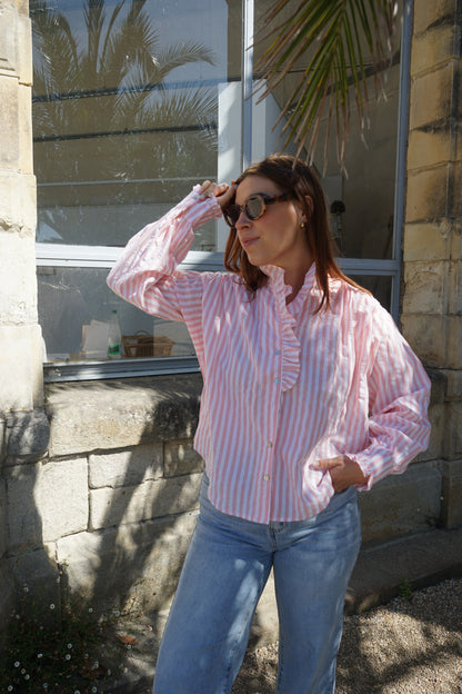 Chemise à rayures roses et blanches Rosa