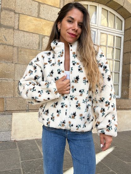 Veste moumoute fleurie Eva