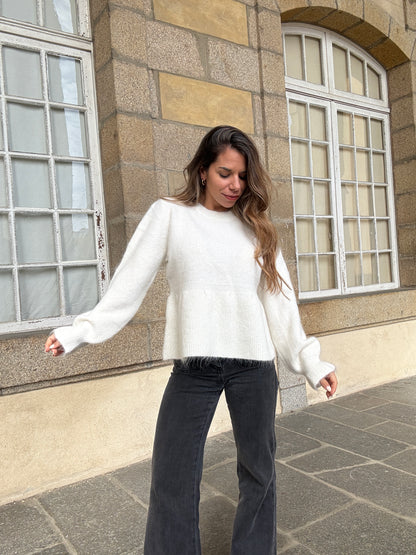 Pull peplum Elia écrue