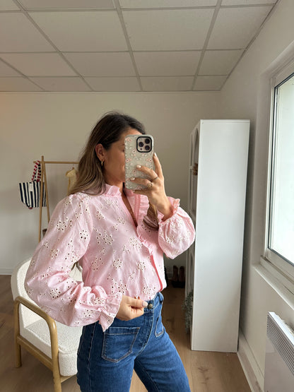 Blouse brodée baby pink Apolline