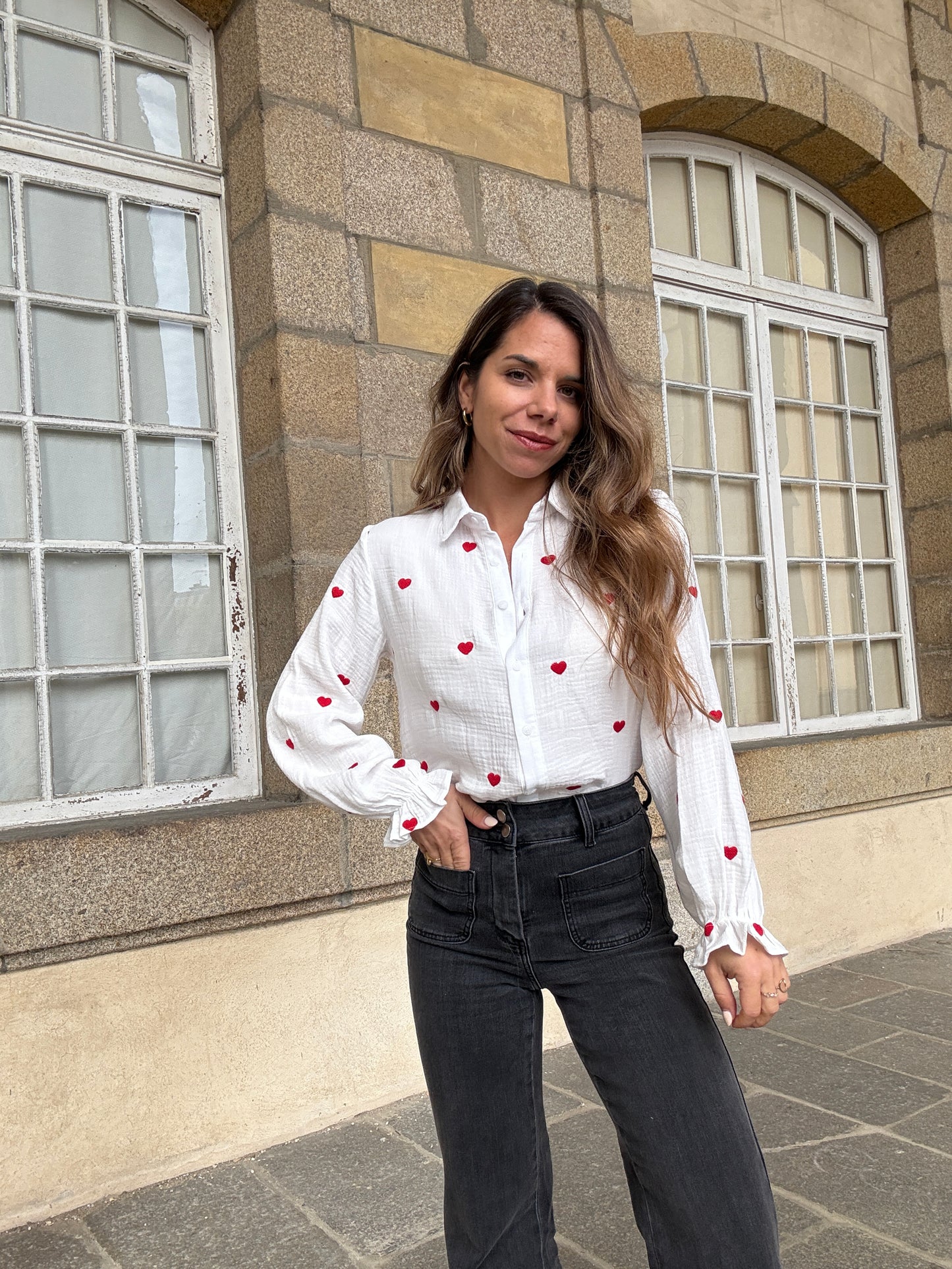 Blouse Victoire cœur en gaze de coton