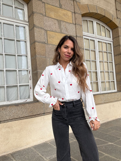 Blouse Victoire cœur en gaze de coton