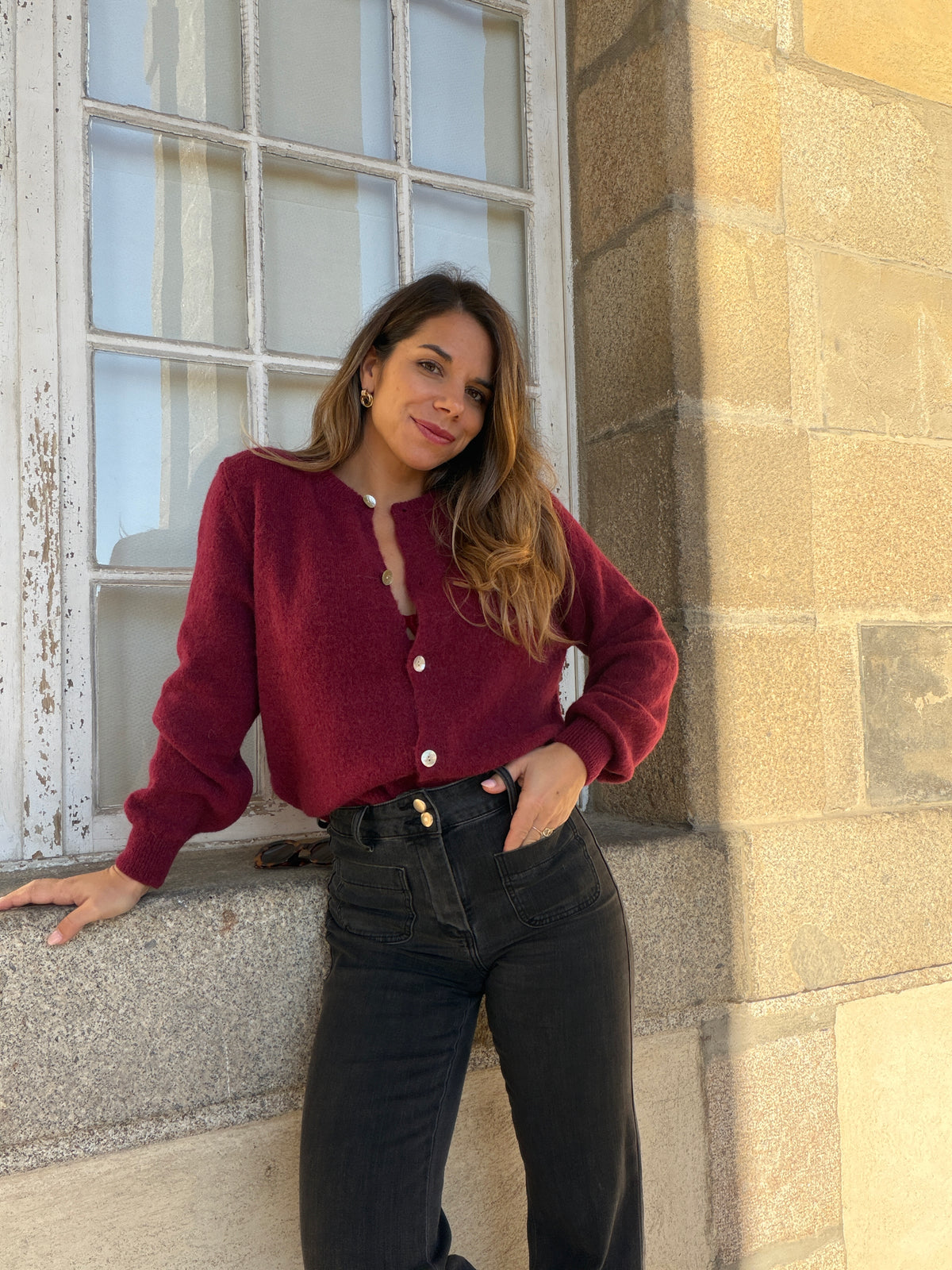 Maille en laine Léonie bordeaux