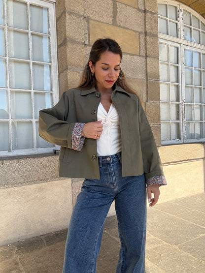 Veste trench Edith en coton Liberty kaki