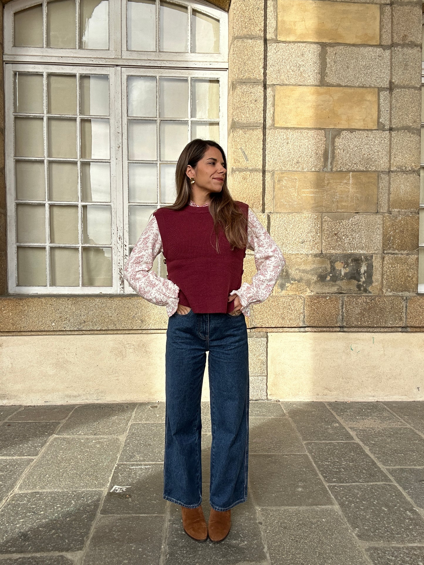 Pull sans manches Isaure Bordeaux
